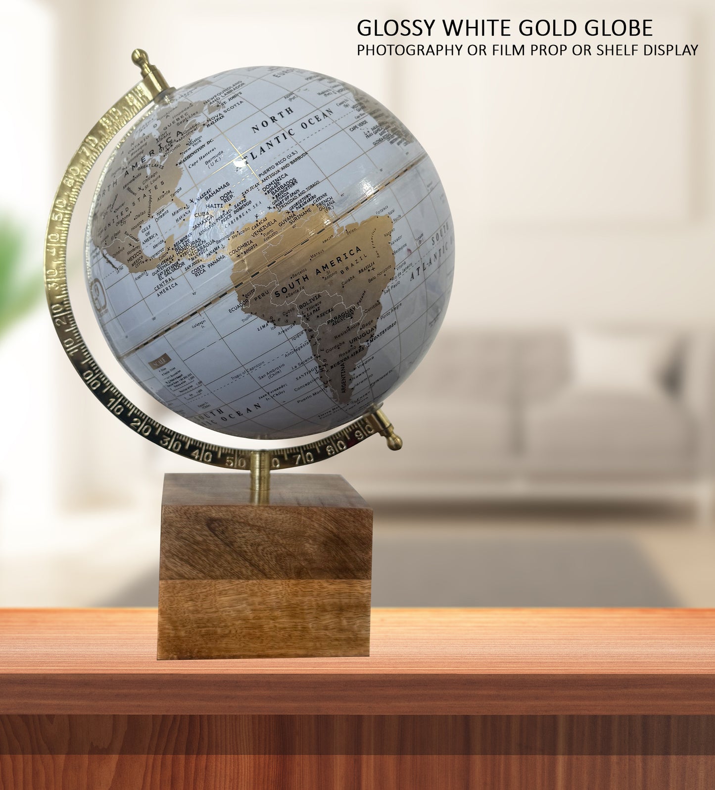 GLOBE DADDY 8 Inch Rotating World Globe with Metal Arc and Wooden Base for Office Table, Geography Learning, Studio or Cafe Decoration, Unique Gifts, Birthday and Anniversary Gift.