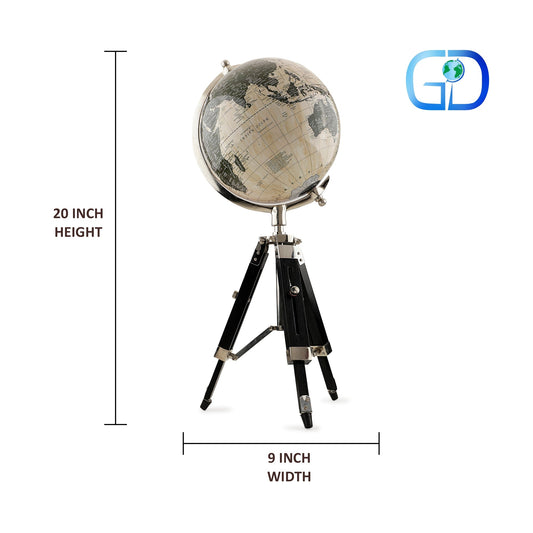 Vintage Green Texture Home Decor Rotating World Globe with Tripod Stand
