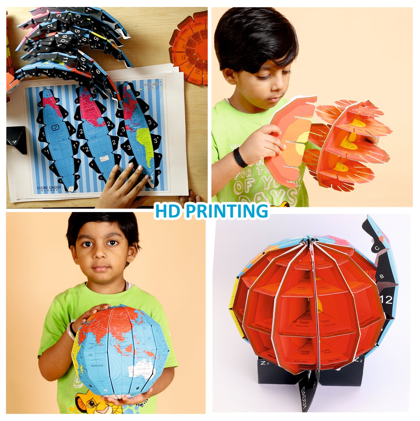 DIY World Globe Kit for Kids – 3D Buildable Educational Toy with Earth Core Layers – Geography Model for Students Ages 3-15 – STEM Learning for Home & Classroom