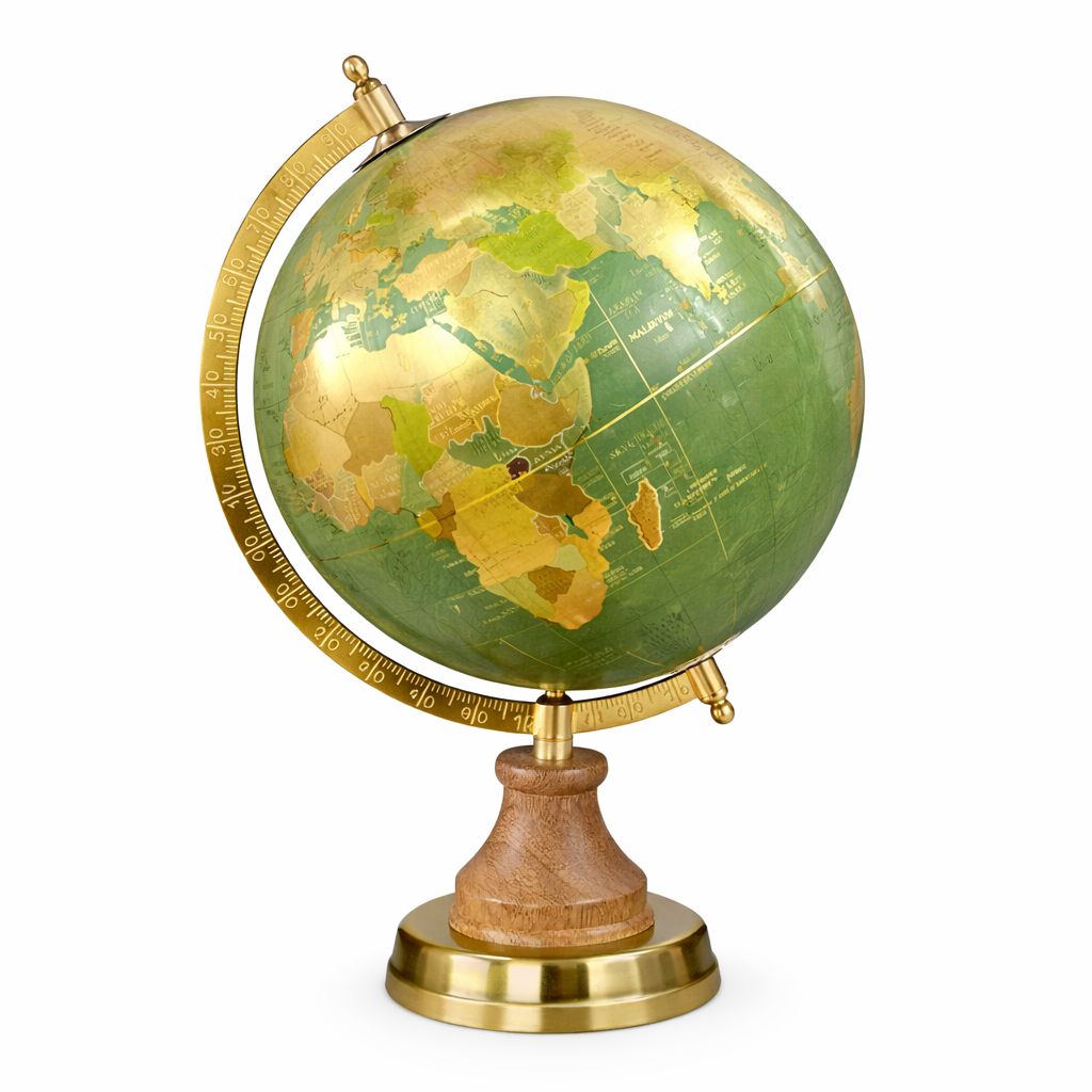 Luxury Green & Gold Vintage Political World Globe
