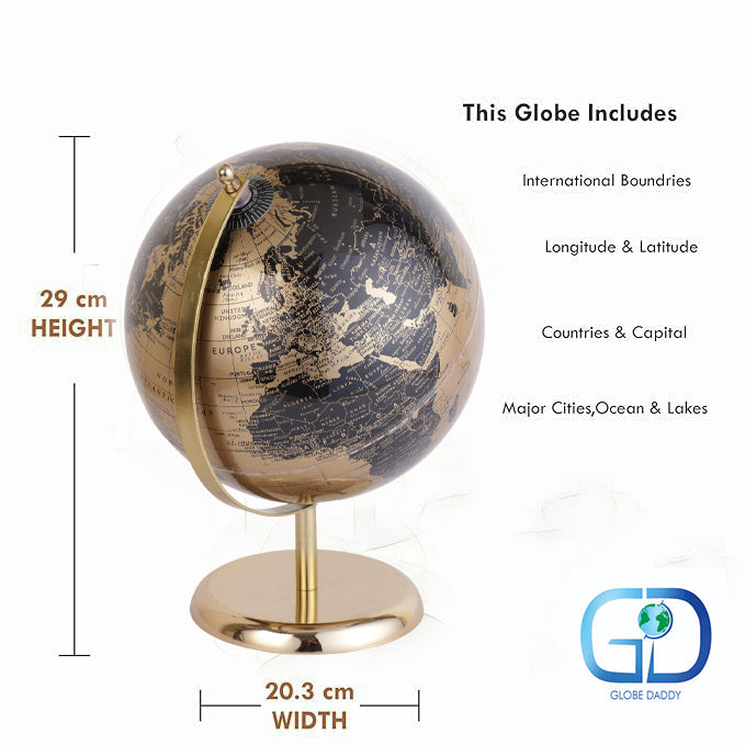Decor World Globe with Gold Metal Arc and Base