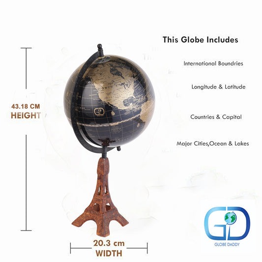 Traveller World Globe with Unique Eiffel Tower Base
