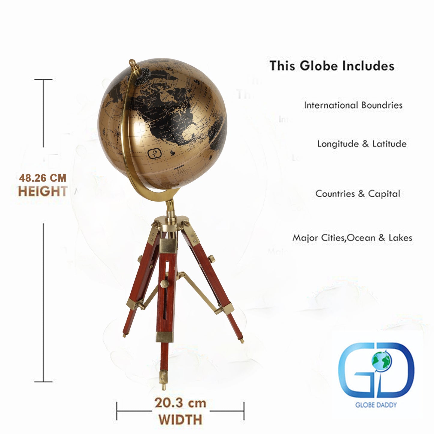 Gold Globe with Antique Tripod stand