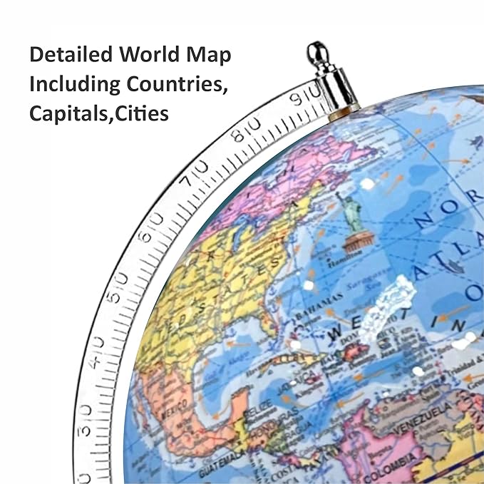 GLOBEDADDY 12 Inch Globe with Heavy Metal Base & Magnifying Glass for Kids Learning, Office Table, Student's Study & Kid's Birthday Gift