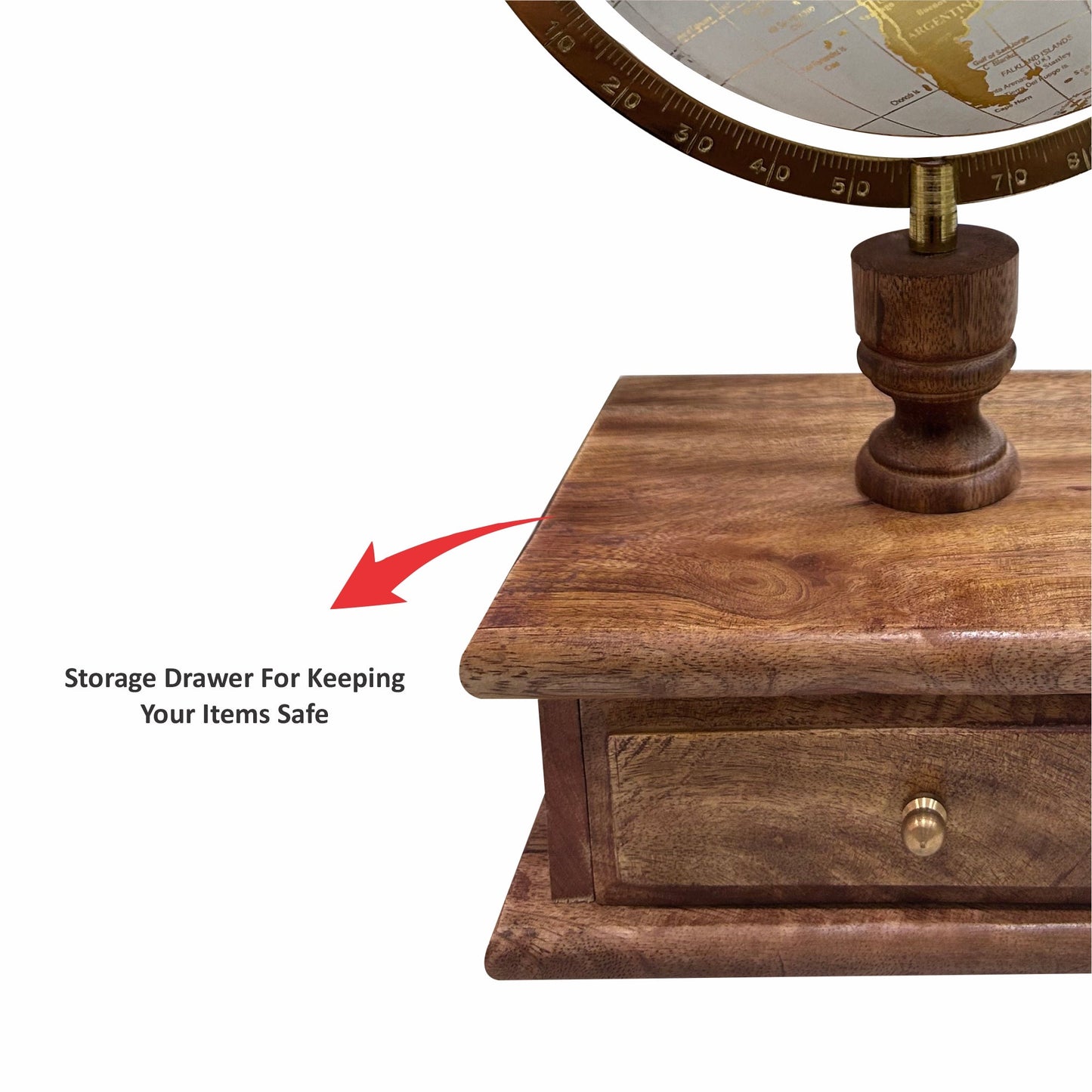 White 8 inch Home Decor Rotating World Globe with Wooden Stand