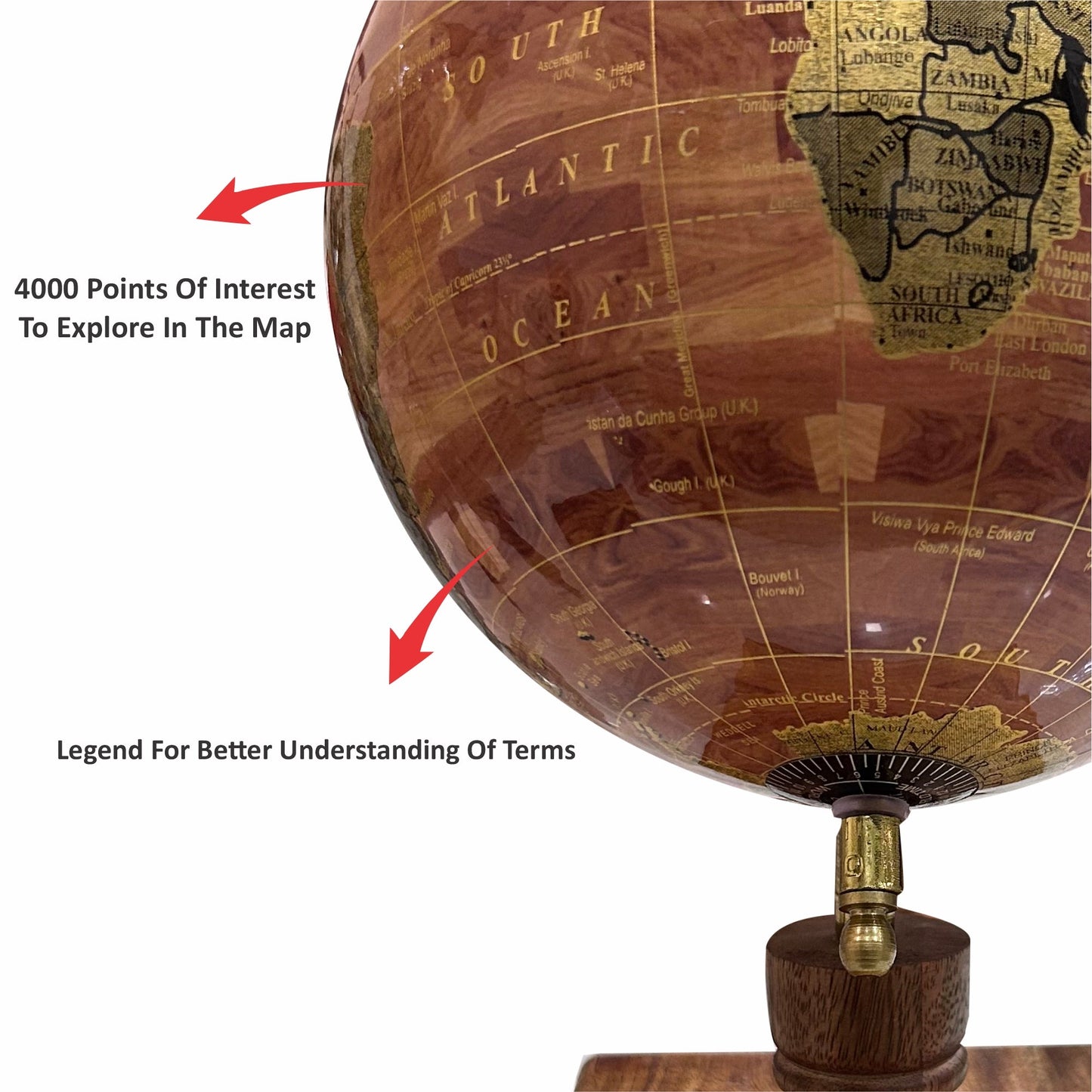 Brown 8 inch Home Decor Rotating World Globe with Wooden Stand
