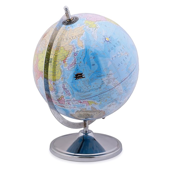 GLOBE DADDY Educational World Globe 10 Inch with Metal Stand/Magnifying Glass for Kids Learning,Globe for Office Table,Globe for students, Boys & Girls Birtyhday Gift