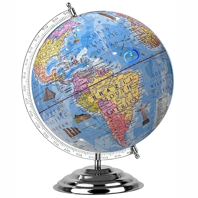 GLOBEDADDY 12 Inch Globe with Heavy Metal Base & Magnifying Glass for Kids Learning, Office Table, Student's Study & Kid's Birthday Gift