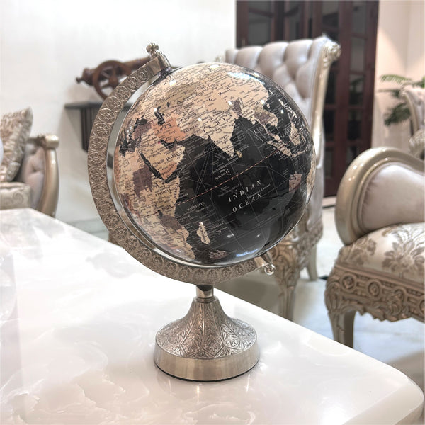 Multicolor 8 inch Home Decor Rotating World Globe with Aluminium Stand