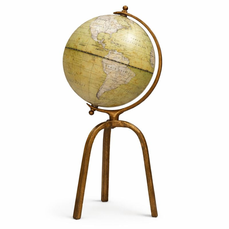 GLOBE DADDY Vintage Floor World Globe with Antique Brass Stand