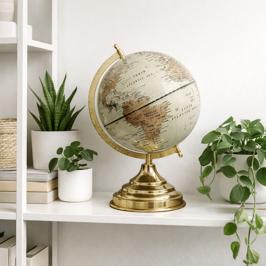 Decorative Globe with Metal Stand – Classic World Map Desk Ornament