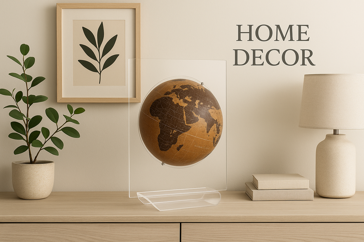 12 Inch Rotating World Globe with Acrylic Arc Base