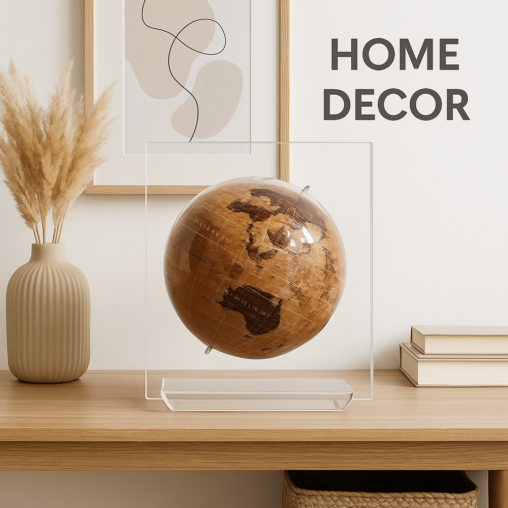 12 Inch Rotating World Globe with Acrylic Arc Base