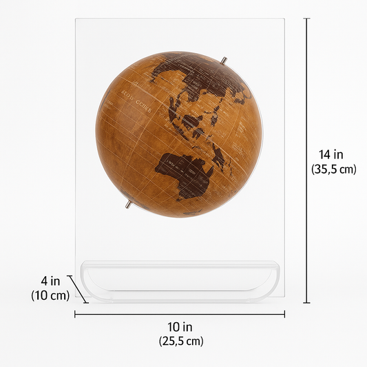 12 Inch Rotating World Globe with Acrylic Arc Base