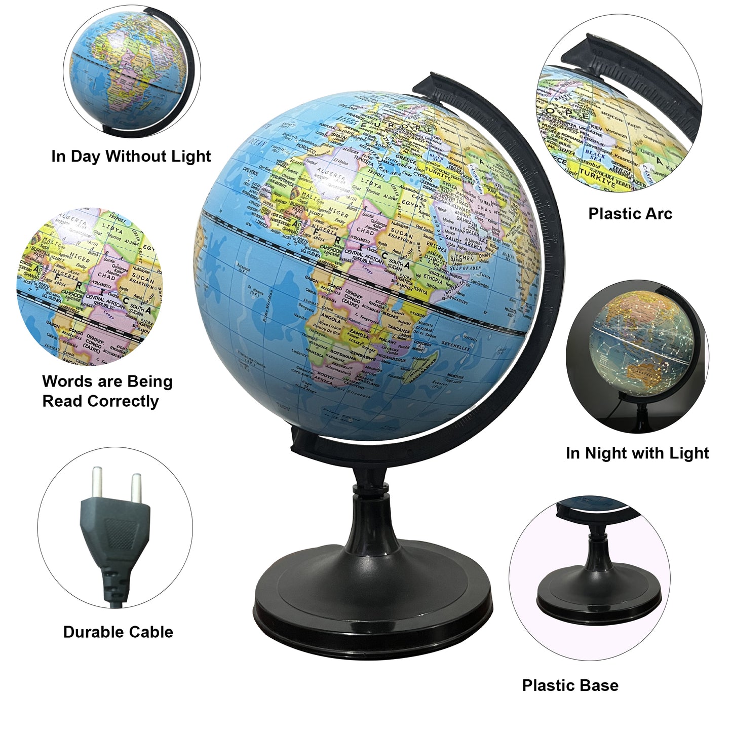 GLOBE DADDY Educational World Globe With Led Light for Home Décor, Office Décor, Gift Item.