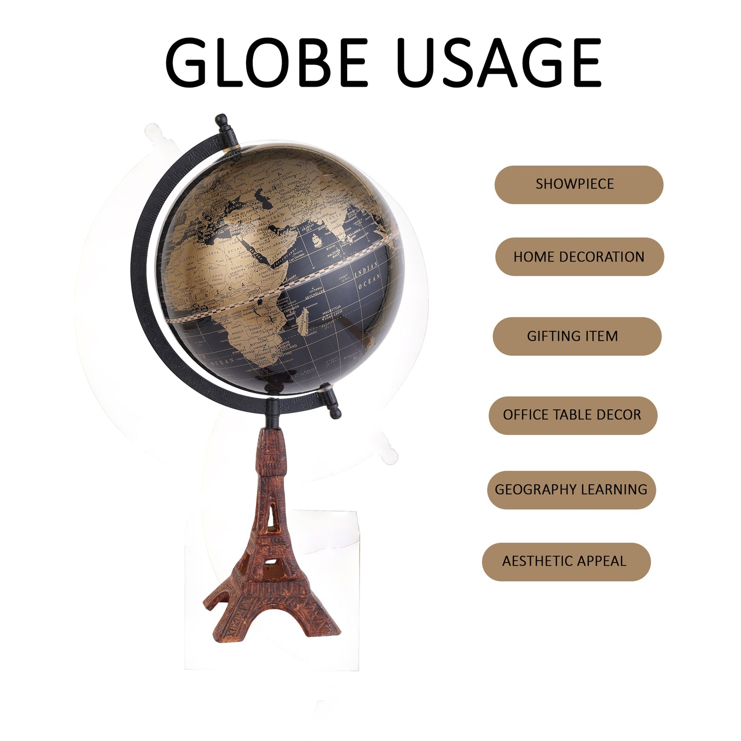 Traveller World Globe with Unique Eiffel Tower Base