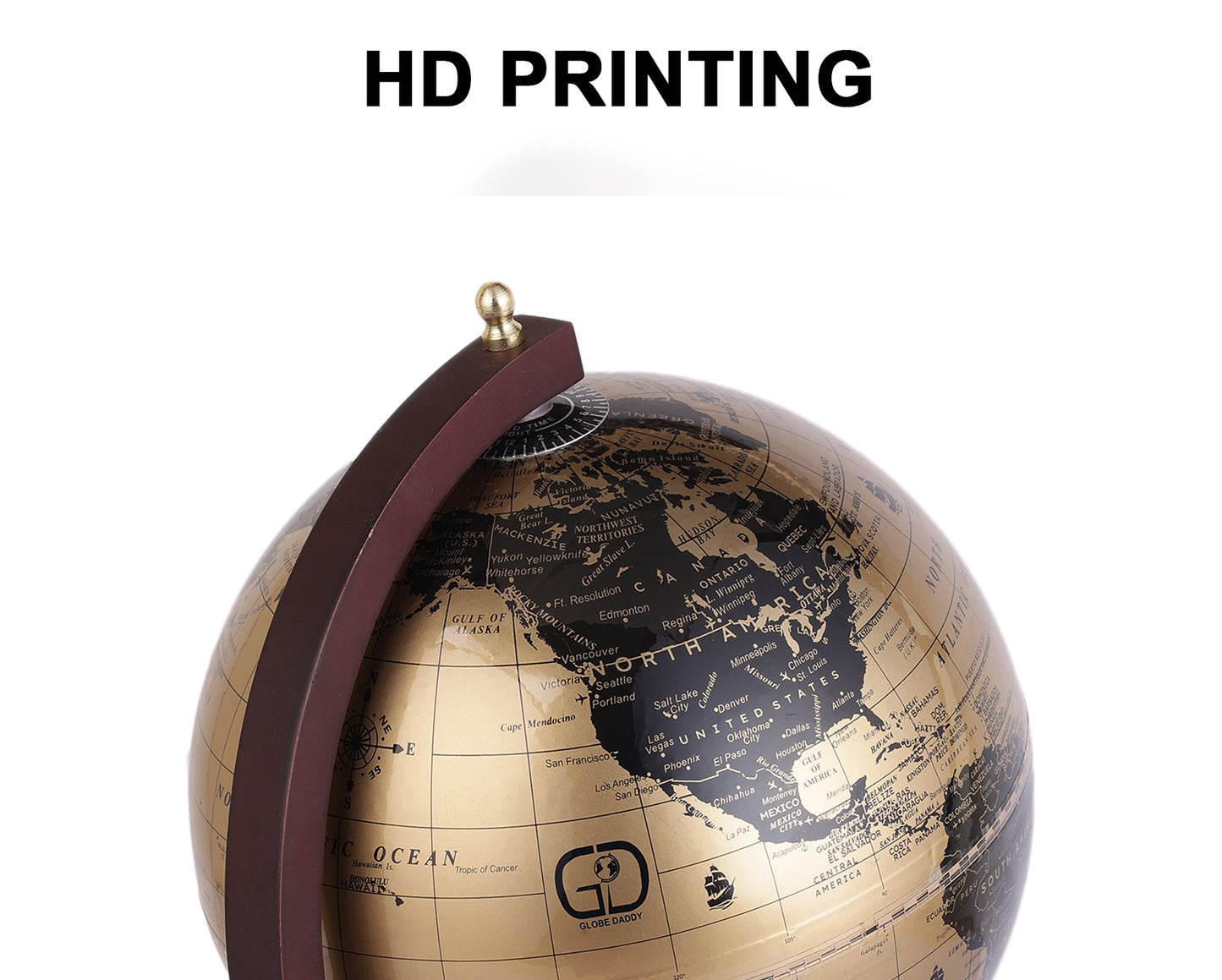 Desktop World Globe with English Wooden Stand