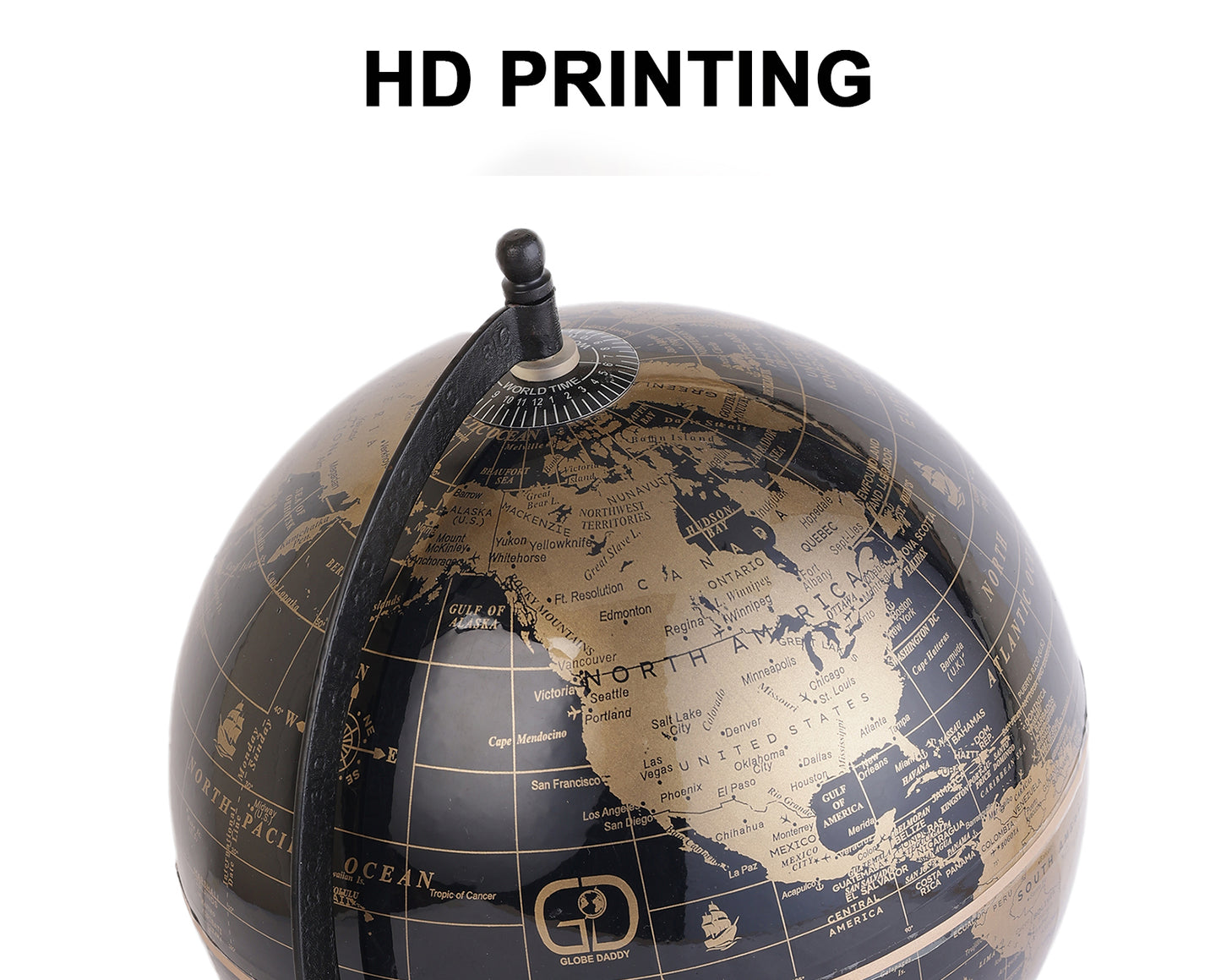 8 Inch Rotating World Globe with Metal Arc Base