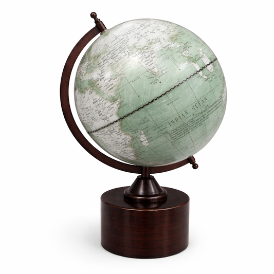 Vintage Green World Globe with Wooden Base – Classic Decorative Desk Globe