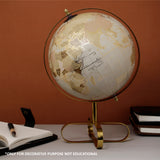 Brown & Gold 8 inch Home Decor Rotating World Globe with Metal Gold Plated Stand