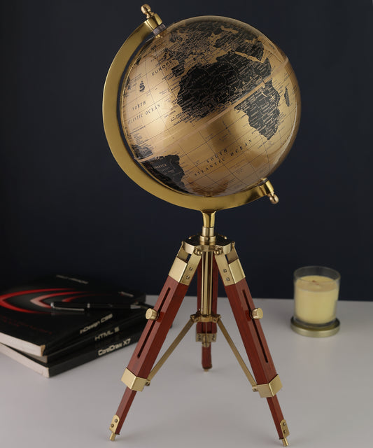 Gold Globe with Antique Tripod stand