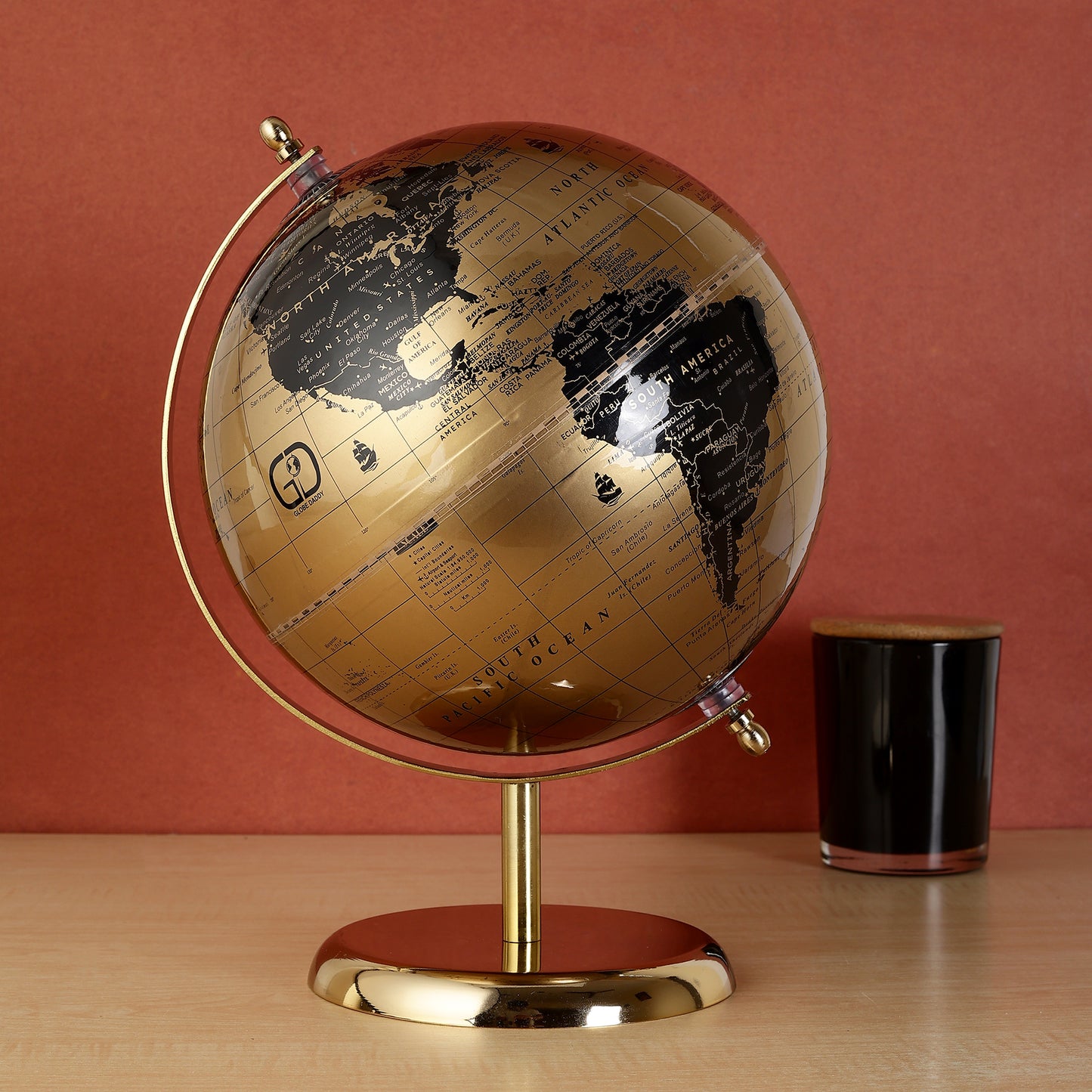 Decor World Globe with Gold Metal Arc and Base