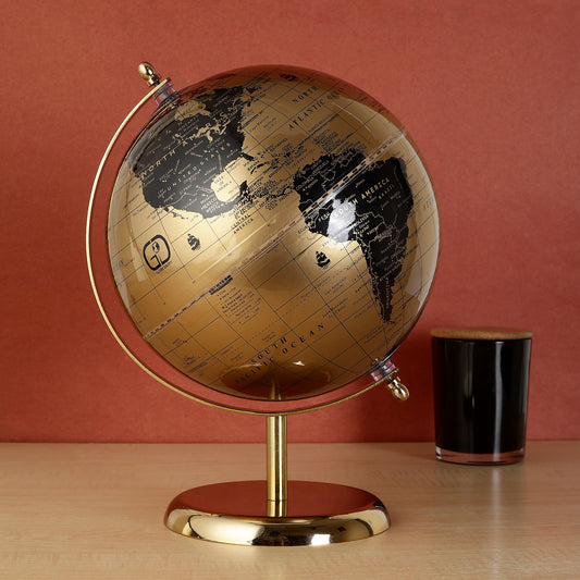 Decor World Globe with Gold Metal Arc and Base