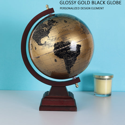 Desktop World Globe with English Wooden Stand