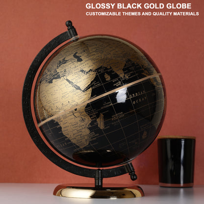 8 Inch Rotating World Globe with Metal Arc Base