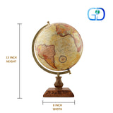 Gold & Yellow 12 inch Home Decor Rotating World Globe with Gold Metal Arc And Sheesham Wood Stand