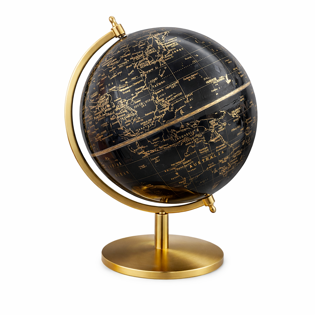 Black & Gold Luxury World Globe with Metallic Gold Stand
