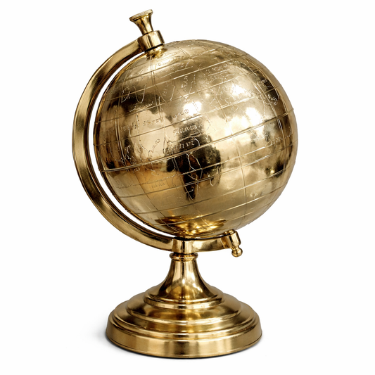 Decorative World Globe with Polished Metal Stand – Premium Executive Desk Accent for Home & Office