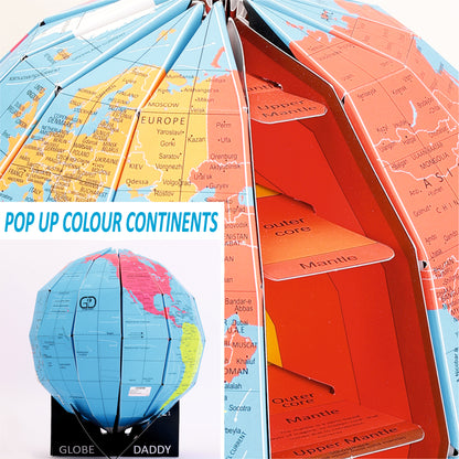 World Globe Kit with Earth Core Layers Geography Model for Students Ages 3-15