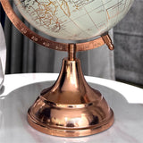 White 8 inch Home Decor Rotating World Globe with Modren Gold Metal Stand