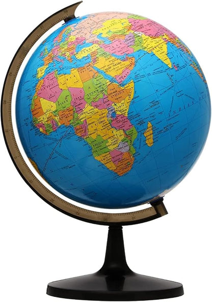 GLOBE DADDY Educational World 7 Inch Globe for Students With Plastic Stand - For Kids Learning 10 Years & UPSC Aspirants - Height 10 Inch Blue Political Multicolour Desk Globe