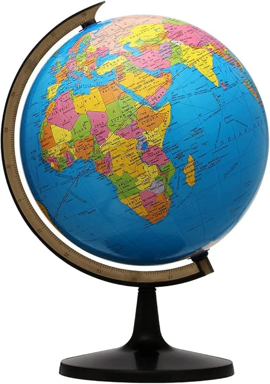 GLOBE DADDY Educational World 7 Inch Globe for Students With Plastic Stand - For Kids Learning 10 Years & UPSC Aspirants - Height 10 Inch Blue Political Multicolour Desk Globe