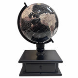 Black 8 inch Home Decor Rotating World Globe with Wooden Stand