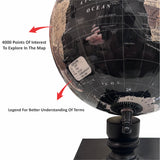 Black 8 inch Home Decor Rotating World Globe with Wooden Stand