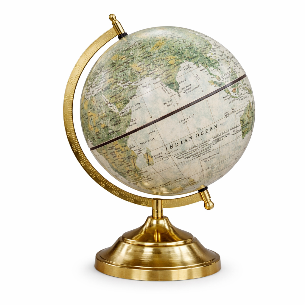 Premium Antique Style Political World Globe with Golden Base