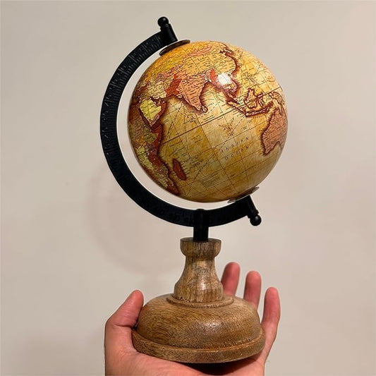 GLOBE DADDY Home Décorative Educational Multicolour Globe with Wooden Base, 5 Inch Diameter Globe for Home Décor,Corporate Gifting,Study