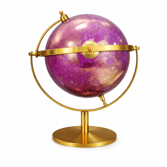 Luxury Cosmic Purple Decorative Globe with Gold Metal Stand