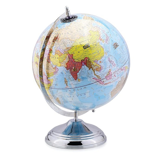 GLOBEDADDY 12 Inch Globe with Heavy Metal Base & Magnifying Glass for Kids Learning, Office Table, Student's Study & Kid's Birthday Gift