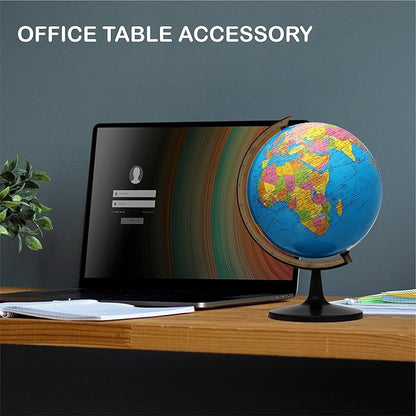 GLOBE DADDY Educational World 7 Inch Globe for Students With Plastic Stand - For Kids Learning 10 Years & UPSC Aspirants - Height 10 Inch Blue Political Multicolour Desk Globe