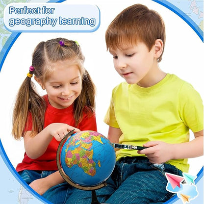 GLOBE DADDY Educational World 7 Inch Globe for Students With Plastic Stand - For Kids Learning 10 Years & UPSC Aspirants - Height 10 Inch Blue Political Multicolour Desk Globe