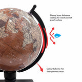 Brown 8 inch Home Decor Rotating World Globe with Wooden Stand