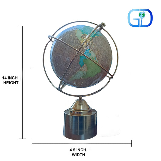 GLOBE DADDY 8 Inch Rotating World Globe with Metal Ring and Metal Base for Office Table, Geography Learning, Studio or Cafe Decoration, Unique Gifts, Birthday and Anniversary Gift.