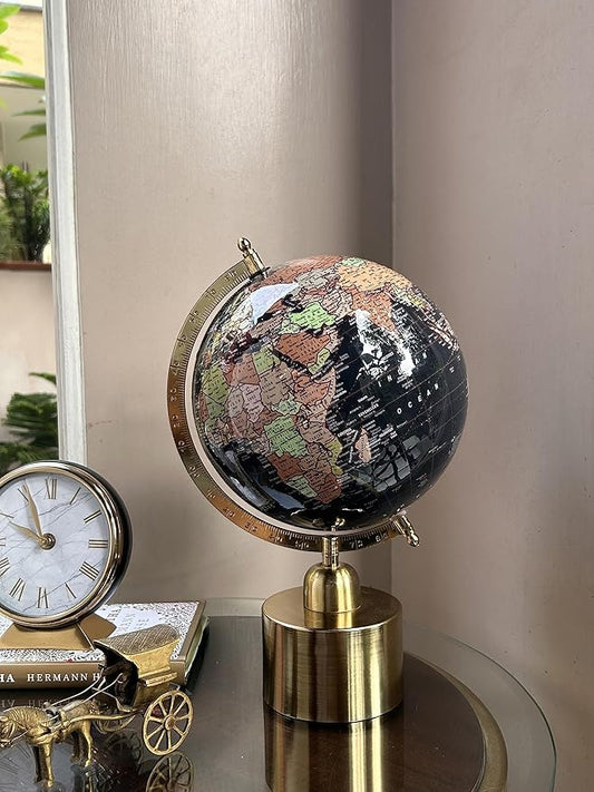 GLOBE DADDY Home Decor World Globe 8 Inch with Gold Cylindrical Stand For Home Decor & Showpiece,Office Decor, Birthday Gift & Studio Decoration