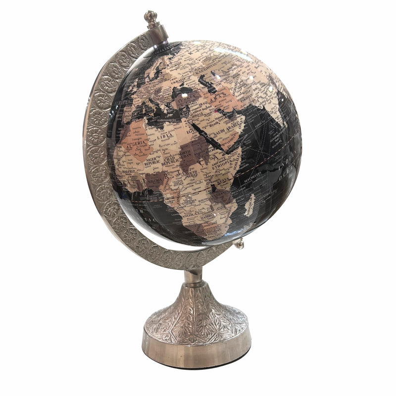 Multicolor 8 inch Home Decor Rotating World Globe with Aluminium Stand