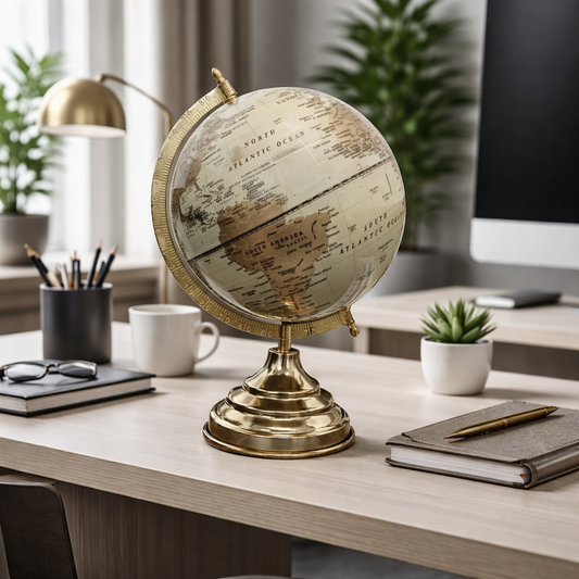 Decorative Globe with Metal Stand – Classic World Map Desk Ornament