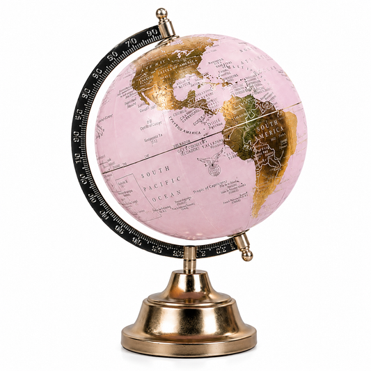 Luxury Pink & Gold World Globe | Premium Metal Base Decorative Globe for Home & Office